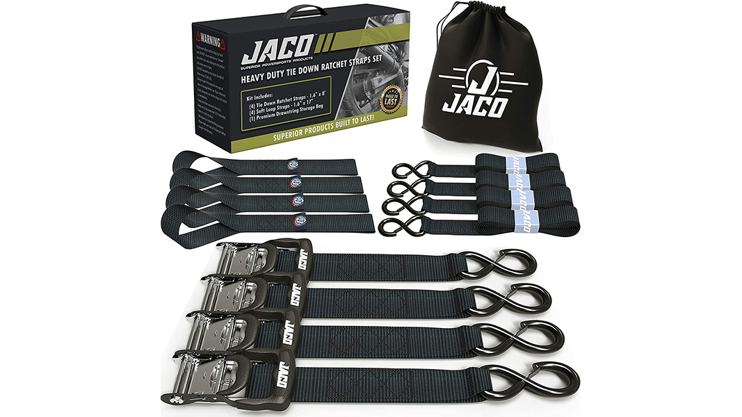 1 Heavy Duty Wide Handle Ratchet Strap Kit W/ Soft Loops & Bag