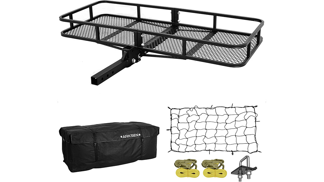 arksen folding cargo rack carrier with cargo bag and net