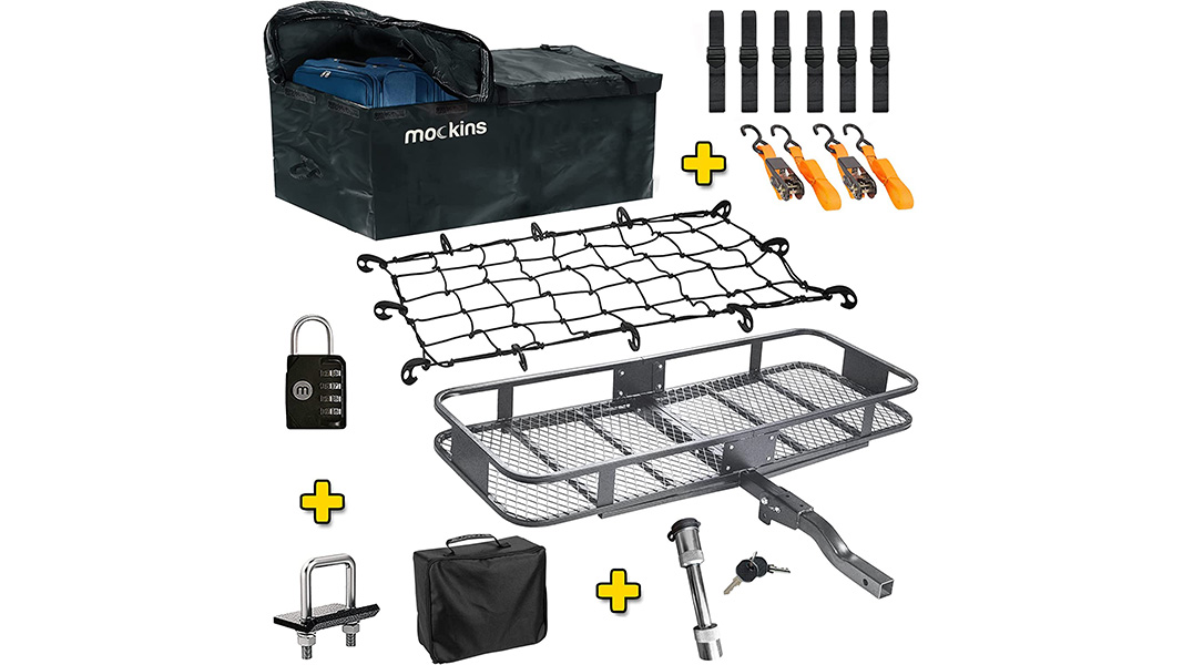 mockins folding cargo carrier with cargo bag and net
