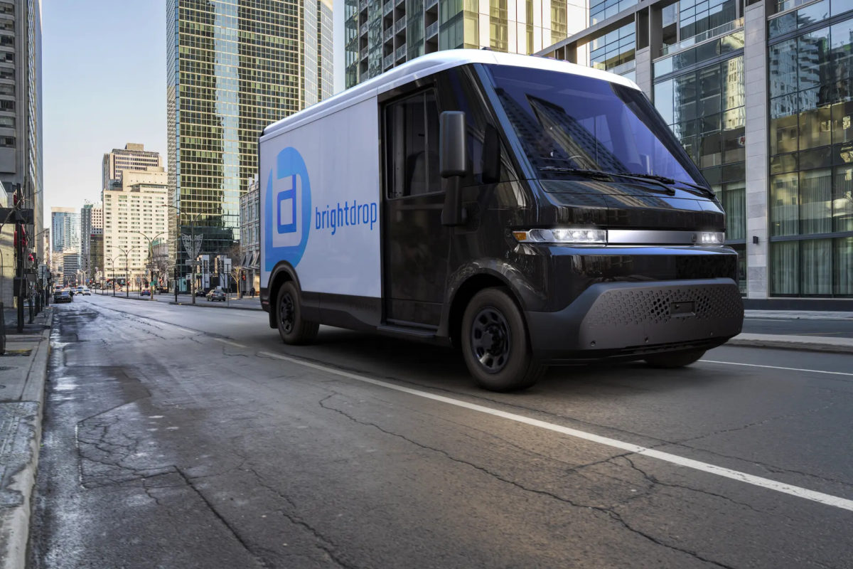 electric van driving to deliver